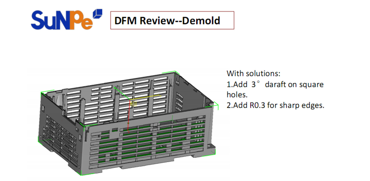 DFM review for Battery shell when injection molding.