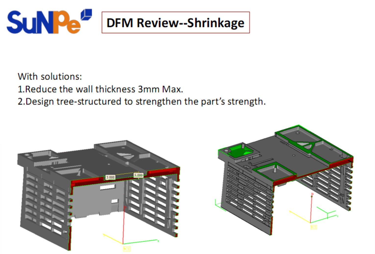 DFM review for Battery cover when injection molding.