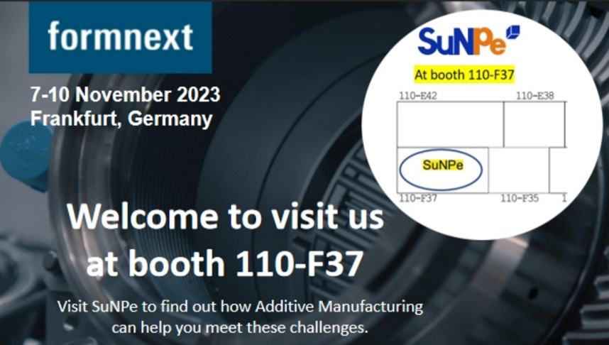 Formnext 2023 exhibition invitation from SuNPe Prototype at Booth 110-F37